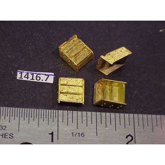1416-7 -HO Caboose step boxes, diamond tread, no cut-lever bracket, 5/16W x 5/16H - Pkg. 4
